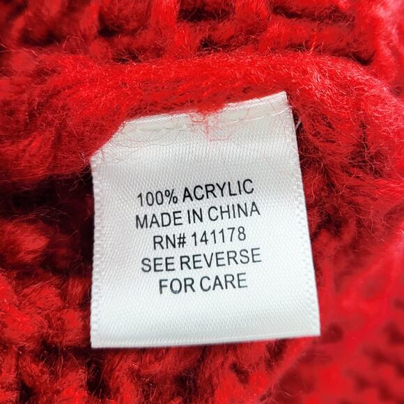 Kirious Red Cable Knit Open-Front Long-sleeve Cardigan Sweater Women's Size L - Picture 5 of 6